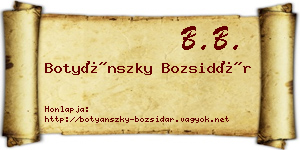Botyánszky Bozsidár névjegykártya